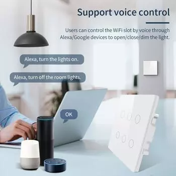 Tuya WiFi Smart Switch Бразилия Стандартный размер 4x4 Сенсорный датчик 4/6/8 Gang Настенный выключатель света Голосовое управление от Alexa Google Home