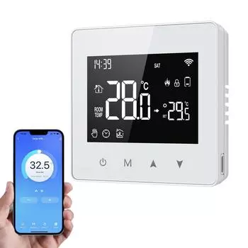Tuya WiFi Термостат для газового котла Умный дом Регулируемый контроллер температуры Светодиодный дисплей Работает Alexa Google белый