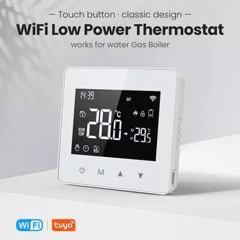 Tuya WiFi Термостат для газового котла Умный дом Регулируемый контроллер температуры Светодиодный дисплей Работает Alexa Google белый