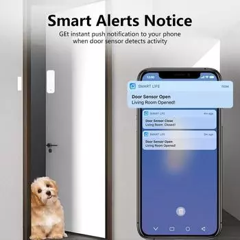 Tuya WiFi Умный датчик двери Открыто Закрыто Детекторы Умное приложение Управление Безопасностью Защита Дома Сигнализация Система Для Alexa Google Home