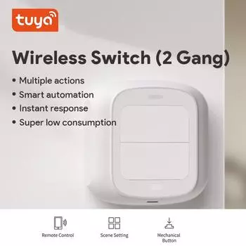 Tuya Wifi ZigBee 2 Gang беспроводной пульт дистанционного управления переключателем сцен контроллер с питанием от батареи устройство управления приложением для автоматизации