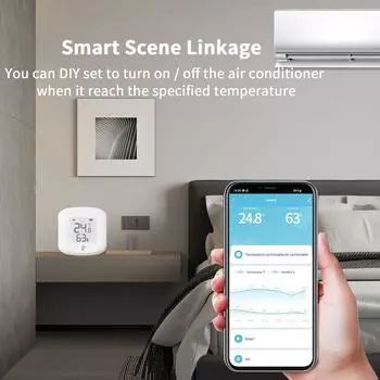 Tuya WiFi ZigBee Датчик температуры и влажности Умный дом Автоматизация Внутренний термометр ЖК-дисплей Alexa Google Assistant Голос