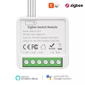 Tuya Zigbee 2/3/4 Умный модуль переключателя Gang 2-позиционный выключатель DIY Умный дом Работа с Alexa Google Home Яндекс Алиса