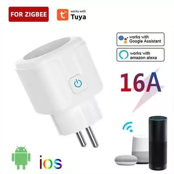 Tuya Zigbee 3.0 EU Smart Plug 16A/20A с USB-разъемом для питания, монитор Smart Life, беспроводная розетка, работающая с Alexa Google Home Alice EU
