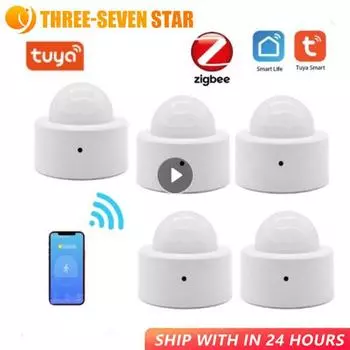 Tuya Zigbee 3.0 Mini PIR Motion Movement Human Body Detector с датчиком яркости и освещенности Lux Meter Home Security Alarm белый