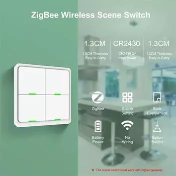 Tuya Zigbee 4-х канальная кнопка сцены Умный домашний выключатель Кнопка Smart Life App Home Applications Intelgent Linkage