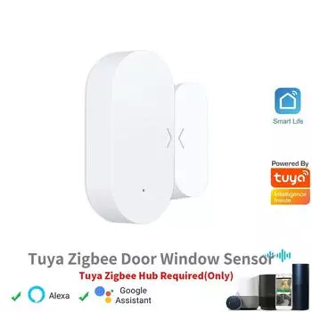 Tuya Zigbee Дверной и оконный магнитный датчик Беспроводное подключение Умный дом Беспроводные дверные детекторы Дверная магнитная автоматизация белый