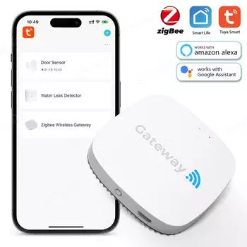 Tuya ZigBee Gateway Hub Устройство автоматизации умного дома Беспроводной мост Приложение Smart Life Пульт дистанционного управления Работает с Alexa Google белый