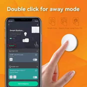 Tuya ZigBee Smart Button Scene Switch Беспроводной пульт дистанционного управления с одной кнопкой Многофункциональный переключатель сценариев Голосовой помощник Google Alexa белый