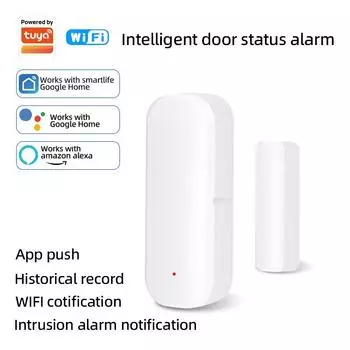 Tuya/Zigbee Smart WiFi Магнитный датчик открытия/закрытия двери Уведомление об управлении приложением Smart Life Совместимость с Alexa Google