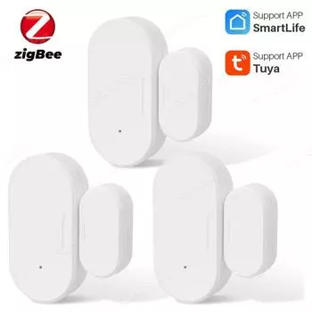 Tuya ZigBee Умный датчик двери окна и двери Детекторы открытия и закрытия Умный дом Безопасность Защита Сигнализация Система для Alexa Google