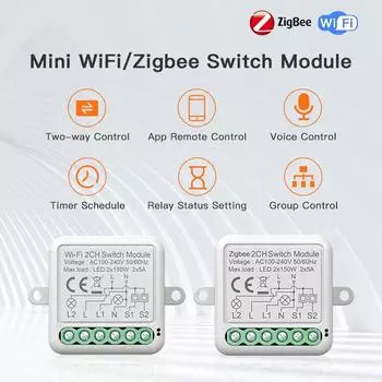 Tuya Zigbee WiFi DIY Smart Switch Breaker APP Remote Timing Wireless Control Relay Automation Modules Alexa Google Home Voice WIFI 1gang