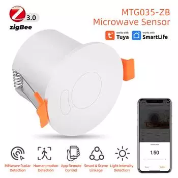 Tuya ZigBee/WIFI MTG236-WF-RL 24G Датчик присутствия человека Датчик освещенности Датчик яркости MmWave Sensing Человеческий микродатчик