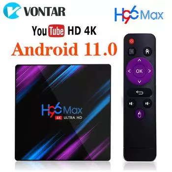ТВ-бокс H96 MAX Android 11 Rockchip RK3318 Поддержка 1080p 4K 60 кадров в секунду Google Play Store Youtube Медиаплеер H96MAX 2G16G чёрный/фиолетовый