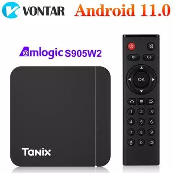 ТВ-приставка Tanix W2 Android 11 Amlogic S905W2 с 2 ГБ 16 ГБ Поддержка H.265 AV1 Dual Wifi HDR 10+ Медиаплеер Set Top Box 2G16G чёрный