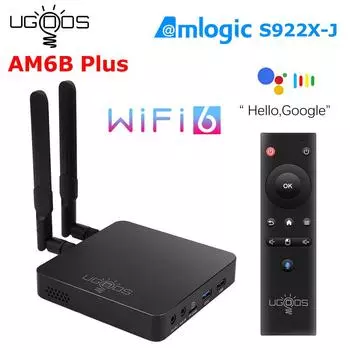 ТВ-приставка UGOOS AM6B Plus Amlogic S922X-J Android 9.0 DDR4 4 ГБ ОЗУ 32 ГБ ПЗУ WiFi6 1000M BT5.0 OTT 4K ТВ-приставка 4G32G чёрный