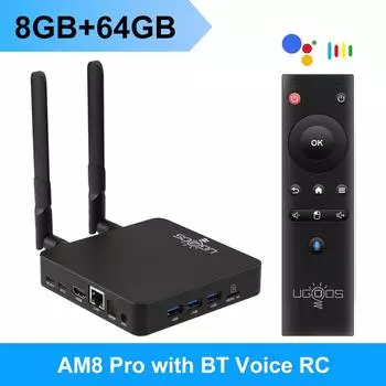 ТВ-приставка UGOOS AM8 PRO Amlogic S928X-J Android 11.0 LPDDR4 Supoprt AV1 WiFi6E BT5.3 1000M 8K медиаплеер с голосовым управлением BT 8G64G 8G64G чёрный