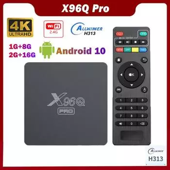 ТВ-приставка X96Q PRO Android 10,0 Allwinner H313, четырехъядерный процессор, 2,4 ГБ, Wi-Fi, 2 ГБ, 16 ГБ, смарт-ТВ, медиаплеер X96 Q, 1 ГБ, 8 ГБ, телеприставка 4K US Plug (1 & 8GB)