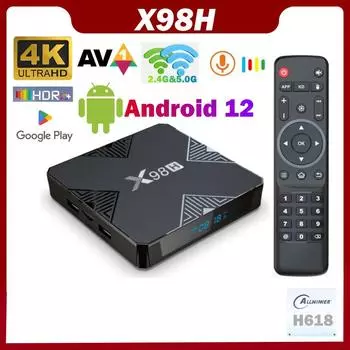 ТВ-приставка X98H Allwinner H618 Android 12.0 4 ГБ 32 ГБ Wi-Fi 6 2,4G и 5G 4K Bluetooth 5.0 Медиаплеер Голосовой помощник Смарт-приставка 2 ГБ 16 ГБ US Plug (2 & 16GB)