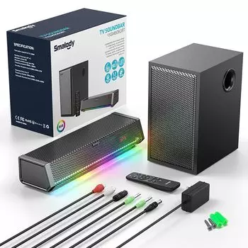 TV Smalody Home Theater Speaker Wireless Audio Soundbar TV Speaker с управлением басами Bluetooth, сабвуфер, совместимый/оптический/AUX/коаксиальный