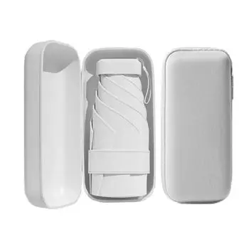 TVVTO легкий складной зонт с отделением для хранения УФ-ветро- и водонепроницаемый для солнечных и дождливых дней, для мужчин и женщин, зонт, чехол, 100% белый