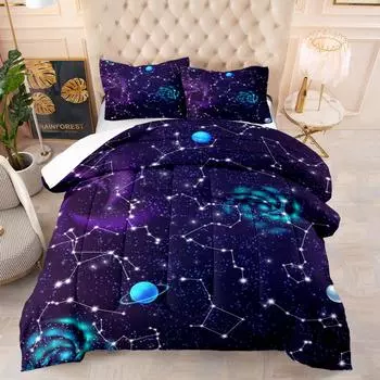 Twelve Constellations Gradual Change Quilt Simple Fat Quilt Three-Piece Bedding Twin 172 * 218 Pillowcase 50 * 75