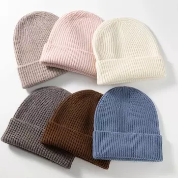 Твердая 100% шерстяная вязаная зимняя шапка модные теплые шапки для женщин и мужчин One Size