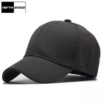 Твердая эластичная черная бейсболка, мужская летняя кепка Snapback, не регулируемая кепка-дальнобойщик, шляпа для папы 58cm чёрный