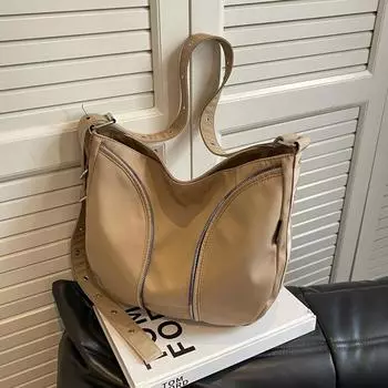 Твердая большая вместительная сумка через плечо для швейных ниток для женщин с мягким внутренним карманом на молнии из нейлона, высокое качество