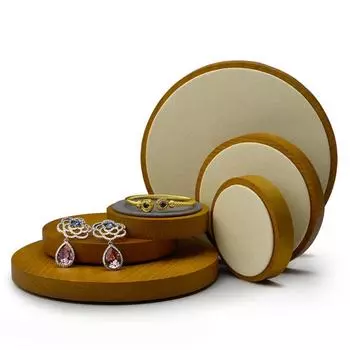 Твердая деревянная подставка для ювелирных изделий с микрофиброй для выставки колец небольшого размера Large Size