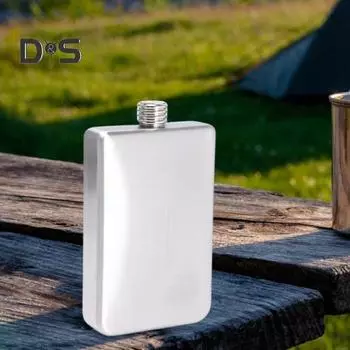 Твердая фляжка на 9 унций, компактная пищевая компактная фляга для спиртного для кемпинга на открытом воздухе серебряный