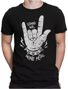 Твердая футболка унисекс с надписью Heavy Metal Hand Fun стандартного кроя в стиле рок-панк S