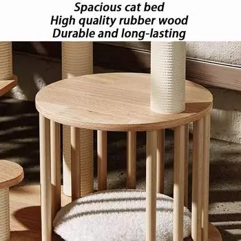 Твердая каучуковая деревянная башня для кошек, большая когтеточка для кошек, сизалевая веревка, многослойные современные эстетичные когтеточки для кошек