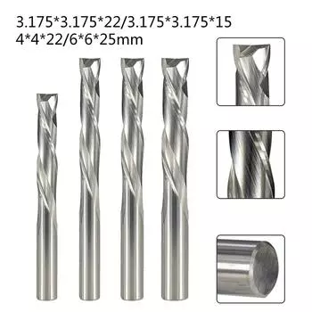 Твердая концевая фреза спирального фрезерного станка каннелюры карбида 2 вверх по отрезку для пластиковой твердой древесины 4*4*22