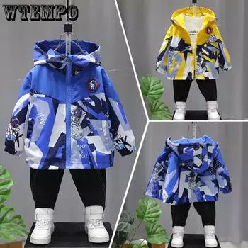 Твердая куртка для мальчиков CuHK. Детское весенне-осеннее верхнее пальто. 110 синий