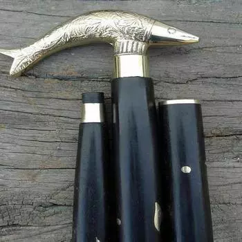 Твердая латунная ручка с рыбьей головой в викторианском стиле деревянная трость