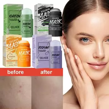 Твердая маска для лица с зеленым чаем Контроль жирности Очистка от прыщей Удаление увлажняющих размазывающихся масок для лица Стик Бамбуковый уголь Твердая маска для лица Стик Bamboo charcoal