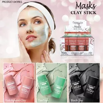 Твердая маска с зеленым чаем, маска мазка, контроль жирности, очищающая грязевая маска, увлажняющая маска для лица, против прыщей, для удаления черных точек, 45 г розовый