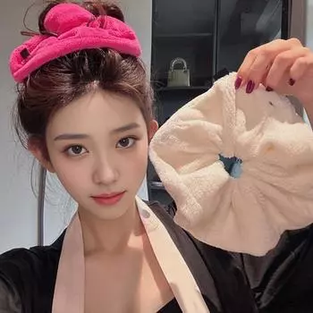 Твердая мягкая плюшевая широкая веревка для волос для женщин и девочек, резинка для волос, пушистая резинка для волос, полотенце, тканевая резинка для волос, аксессуары для волос чёрный