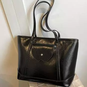 Твердая ПУ повседневная милая женская сумка через плечо модная лаконичная сумка через плечо простые женские сумки-тоут чёрный