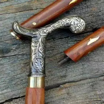 Твердая старая латунная трость для дерби, винтажная мужская трость, деревянная трость для ходьбы 36 inch коричневый