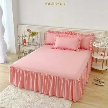 Твердая юбка-кровать Мягкая приятная для кожи простыня Кадар Наматрасник Покрывало (Наволочка приобретается отдельно) 100x200x40cm белый