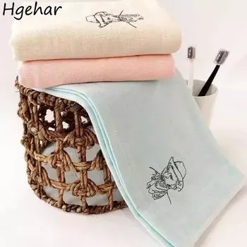 Твердое хлопковое домашнее полотенце для лица для взрослых нежное удобное ретро впитывающее универсальное многоразовое для спальни простое ежедневное шикарное 75-35cm бежевый