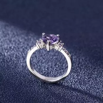 Твердое кольцо из стерлингового серебра 925 пробы с аметистом Anillos De Amethyst для женщин, ювелирные изделия из серебра 925 пробы с сердцем Purple Amethyst, драгоценный камень, обручальное кольцо Anels 9 фиолетовый