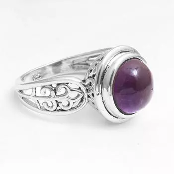 Твердое кольцо ручной работы с аметистом, 100% серебро 925 пробы, ювелирные изделия с февральским камнем 5 фиолетовый