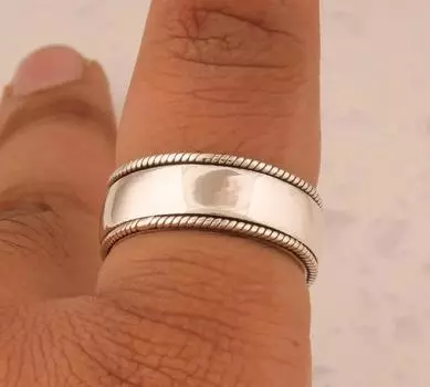 Твердое кольцо-спиннер из стерлингового серебра 925 пробы, дизайнерское кольцо ручной работы, кольцо унисекс, юбилейное кольцо, штабелируемое кольцо 6