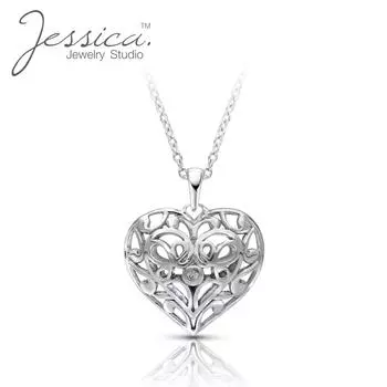 Твердое ожерелье из стерлингового серебра 925 пробы в форме сердца с филигранной подвеской, подарки для женщин