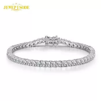 Твердое серебро 925 пробы 15-21 см искусственный муассанит с бриллиантами теннисный кулон женский свадебный изысканный ювелирный браслет 6 inch-about 15.5cm белый