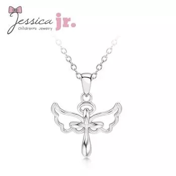 Твердое серебро 925 пробы, крестины, ювелирные изделия, крест с подвеской в виде крыльев ангела, ожерелье для девочки или мальчика