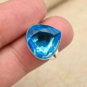 Твердое стерлинговое серебро 925 пробы, драгоценный камень с синим топазом, ювелирные изделия ручной работы, изящное кольцо всех размеров 4 синий